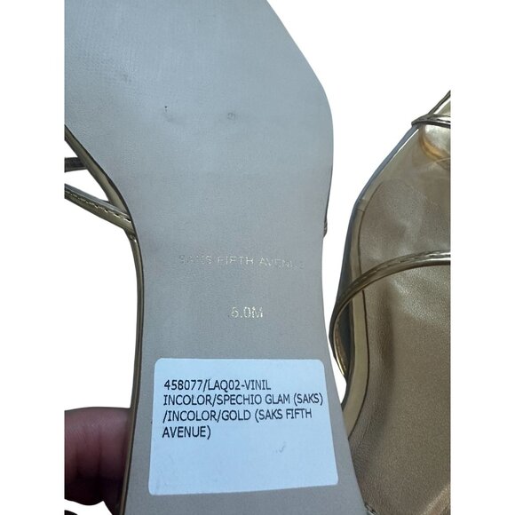 SAKS FIFTH AVENUE Gold Metallic Slide Sandals Size 6 - Picture 9 of 9